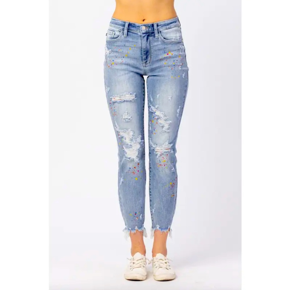 Judy blue paint splatter jeans